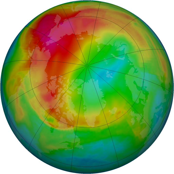 Arctic ozone map for 25 January 2001